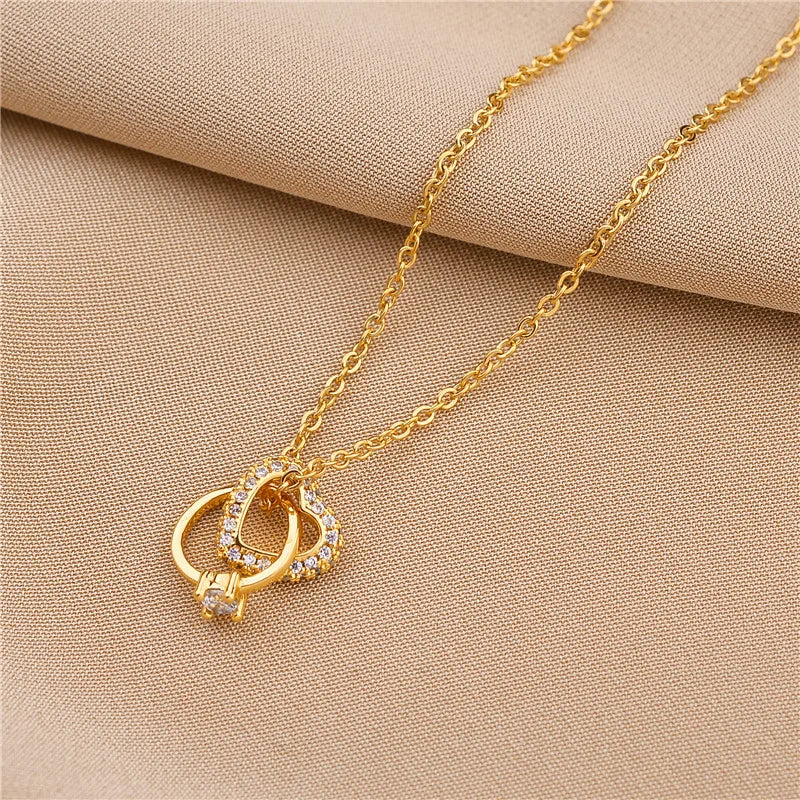 Collier LOVE en acier inoxydable pour femme, anneau en forme de cœur cadeau idéal ! ✨