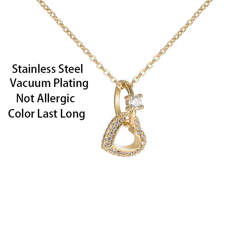 Collier LOVE en acier inoxydable pour femme, anneau en forme de cœur cadeau idéal ! ✨